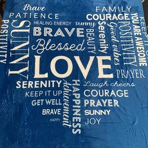 Heart, Brave , Family Love Lightweight Throw Day Blanket 50” W X 60” H New